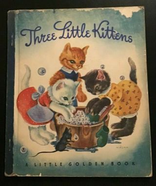 Vintage 1940s Three Little Kittens Little Golden Book Illustrated By Masha Lgb