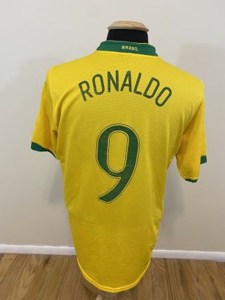 Brazil 1998 - 2000 Home Jersey Ronaldo 9 Nike Shirt Size Large Yellow Vintage