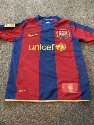 Nike Fit Camp Nou 1957 - 2007 Fcb Unicef Barcelona Soccer Jersey Sz Small