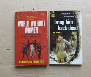 2 Vintage Gold Medal Books By Day Keene Bring Him Back Dead & World Without Wome