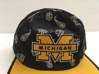 Vintage 90s Starter University of Michigan Reversible Bandana Hat Rare 2