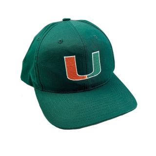 Vintage University Of Miami Hurricanes Twins Enterprise Snapback Cap Hat Grn Jl