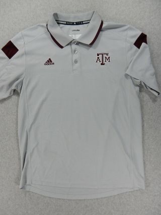Texas A&m Aggies Logo Adidas Football Sideline Polo Shirt (mens Large) Gray