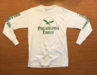 Vintage Logo 7 Philadelphia Eagles Long Sleeve Shirt 80’s Nfl Size L Single Stit