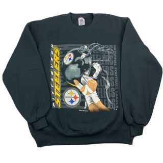 Vintage Pittsburgh Steelers Nfl Sweatshirt Size Xl Black 1996 Helmet Euc