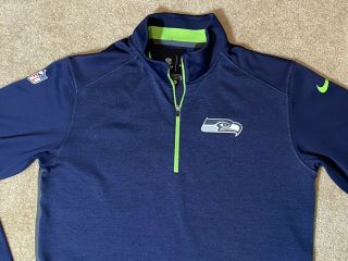 Nike Seattle Seahawks 1/4 Zip Pull Over Shirt NFL On Field Apparel Medium 2