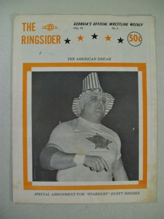 Vintage Nwa The Ringsider Wrestling Weekly Program Stardust Dusty Rhodes 1979