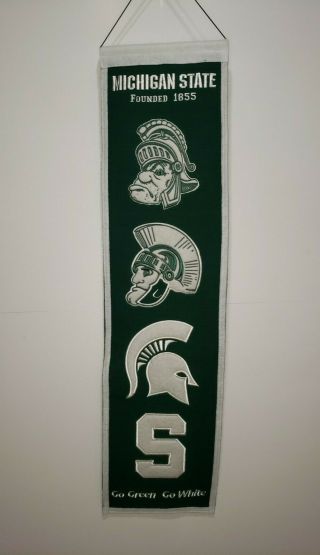 Michigan State Spartans Embroidered Wool Heritage Banner Pennant Sparty 32 "