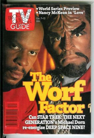 Tv Guide Oct 1995,  Rare Us Tv Digest Size Mag,  Star Trek,  Worf,  Klingons,  Ds9