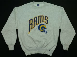Rare Vintage Russell Los Angeles Rams Helmet Logo Crewneck Sweatshirt 90s La M
