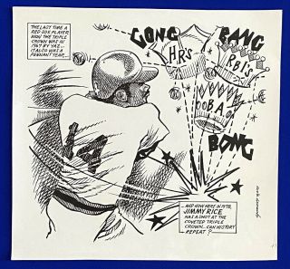 1978 Red Sox Hof Jim Rice 14 " X 15 " Cartoon Art By Eddie Germano
