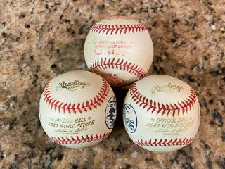 3 Mlb World Series Rawlings Baseballs (2 2000 & 1 1978 Yankees Mets Dodgers)