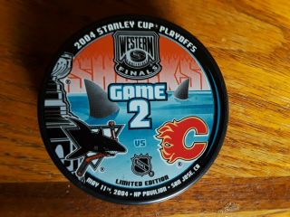 2004 San Jose Sharks Calgary Flames Stanley Cup Playoffs Game 2 Hockey Puck Nhl
