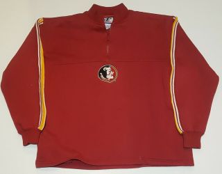 Florida St Seminoles Fsu Vtg 90s Logo Athletic Red 1/4 Zip Sweatshirt Mens L