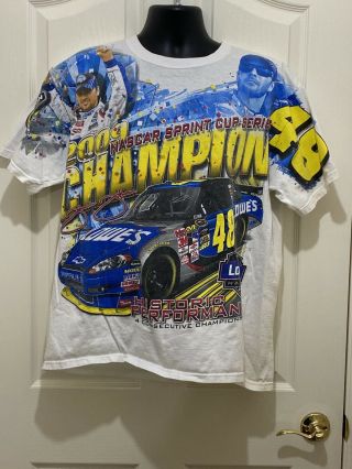 Jimmie Johnson Lowes 2009 Nascar Sprint Cup Champ T - Shirt Size Xl Hendrick