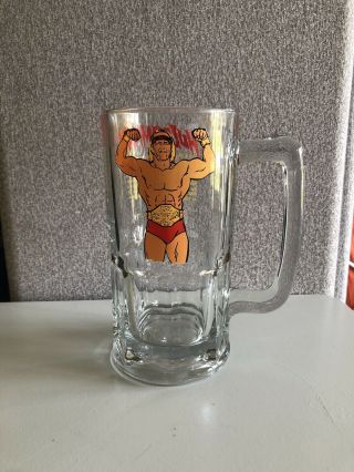 Vintage 1985 Wwf Hulk Hogan Hulkamania Stein Large Heavy Glass Mug Wwe Wrestling