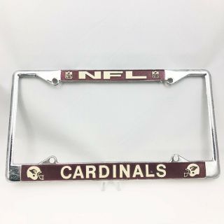 Vintage Nfl Cardinals Chrome Metal License Plate Frame Auto Tag Holder