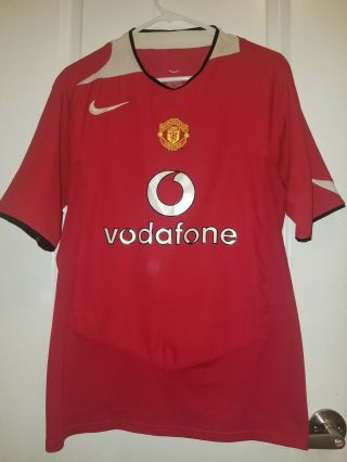 Vintage Rare Early 2000s Nike Manchester United Red Jersey Vodafone Size Large