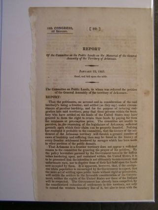 Government Report 1825 Public Lands Memorial Of General Assembly Arkansas