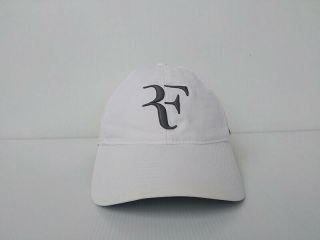 Rf Roger Federer Nike Legacy9i Dri - Fit White Cap Hat Gray Logo Tennis
