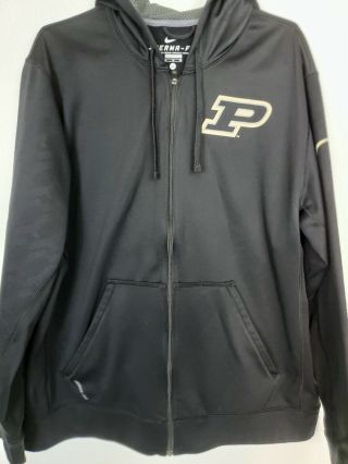 Nike Team Purdue Boilermakers Black Full Zip Hoodie Sweatshirt Jacket Size 2xl