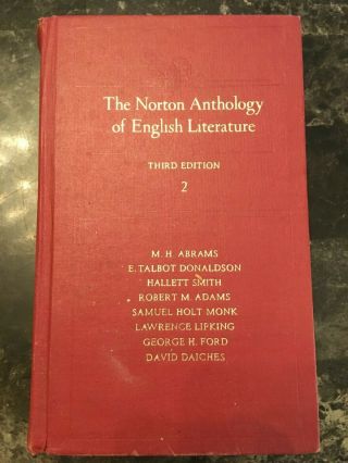 Vintage 1974 Book The Norton Anthology Of English Literature