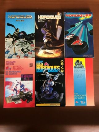 Quebec Nordiques Media Guides 1984 - 85 1985 - 86 1986 - 87 1987 - 88 1988 - 89 1989 - 90