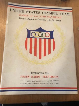 United States Olympic Team Olympiad Xviii Tokyo 1964 Book