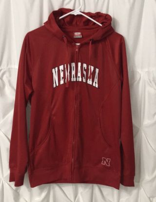 Nebraska Huskers Full Zip Fleece Lined Hoodie Ncaa Mens Size Xl Polyester Euc
