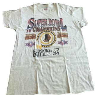 Vintage Bowl Xxvi (26) 1992 Redskins Vs Bills T Shirt Large L Nfl