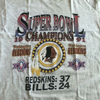 Vintage Bowl XXVI (26) 1992 Redskins vs Bills T Shirt Large L NFL 3
