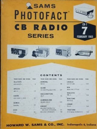 Sams Photofact Cb Radio Series Cb - 7 February 1965