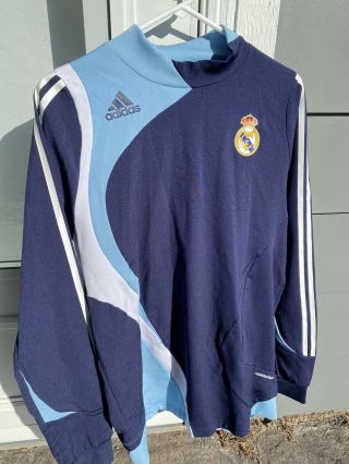Adidas Men’s Real Madrid Soccer Football Long Sleeve Jersey Shirt Blue Sz Large