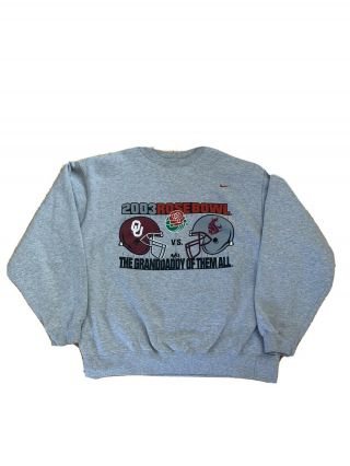 Vintage Nike Washington State Vs Oklahoma Rose Bowl 2003 Crewneck Sweatshirt