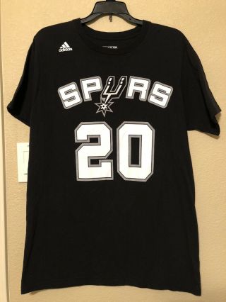 Manu Ginobili San Antonio Spurs Nba Adidas Player Jersey T - Shirt Mens Sz Medium