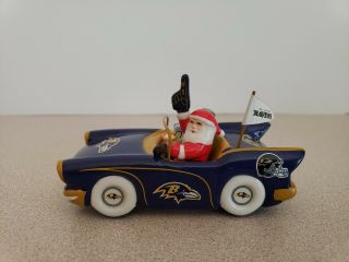 Danbury Baltimore Ravens Christmas Ornament Santa In Car 2011