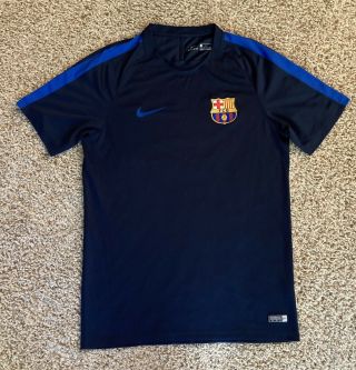 Nike Fcb Barcelona Soccer Jersey Dri Fit Size Medium Navy Blue