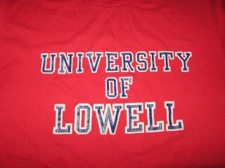 Vintage 80s University Of Lowell Mass.  River Hawks T - Shirt Velva Sheen Mens Sz M