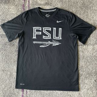 Nike Dri Fit Ncaa Florida State Fsu Seminoles Black College Shirt Mens Large