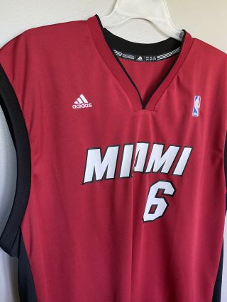 Lebron James Miami Heat Adidas Jersey 6 Red Basketball Nba Men 2xl Xxl
