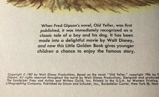 Vintage Little Golden Books - Walt Disney’s Old Yeller - 1957 Second Print 2