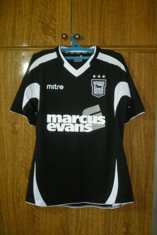 Ipswich Town Fc Mitre Football Shirt Away 2010/2011/2012 Black Jersey Men Size L