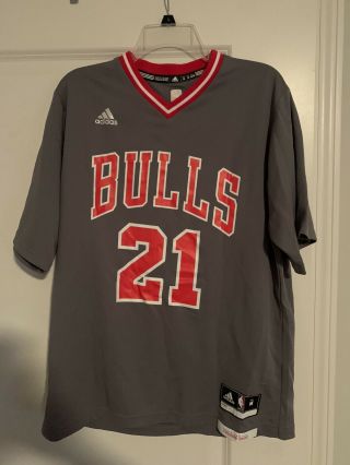 Adidas Nba Jersey Chicago Bulls Jimmy Butler Grey Short Sleeve Sz M