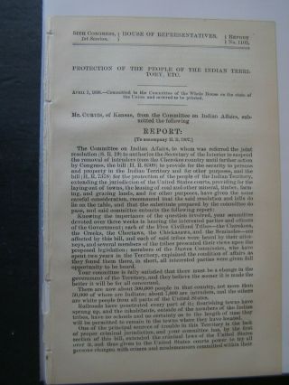 Government Report 1896 Protection Of The People Of The Indian Territory Etc