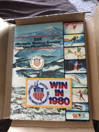 Xiii Olympic Winter Games Lake Placid 1980 - U.  S.  Olympic Committee Book And Patch