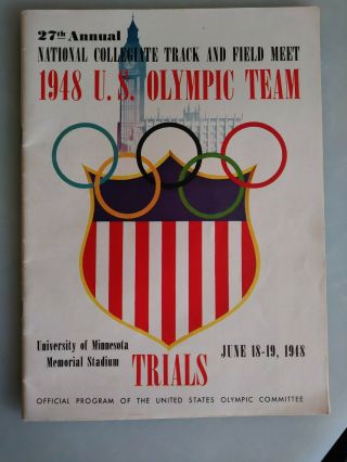 1948 Us Olympic Team Trials Program - Track And Field - University Of Minnesota