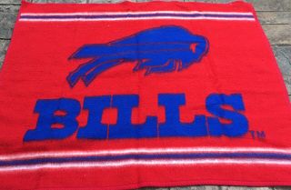 Biederlack Buffalo Bills Throw Blanket 46 X 56 Vtg 80 