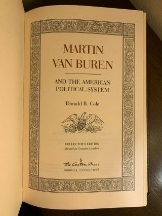 Martin Van Buren & American Political System Donald B.  Cole EASTON PRESS HC Book 2
