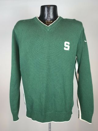 Men’s Nike Vintage Michigan State Spartans Green & White Cotton Sweater Small