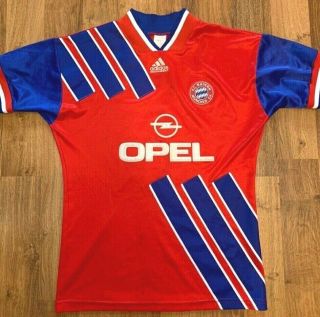 Vintage Adidas 1993 - 95 Bayern Munich Match Worn Home Football Shirt Size S